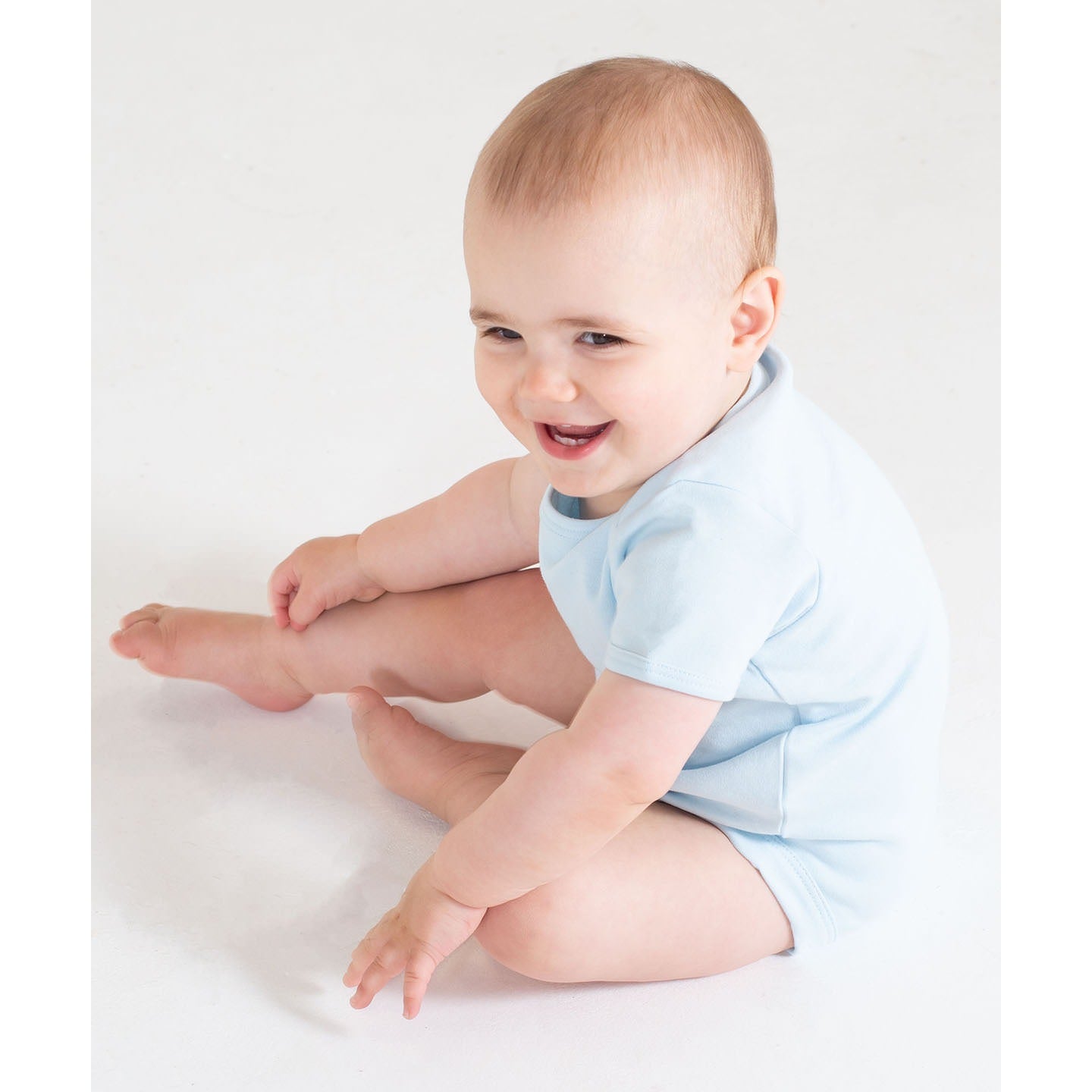 Larkwood Short-Sleeved Baby Bodysuit with Envelope Neck and Popper Fastening