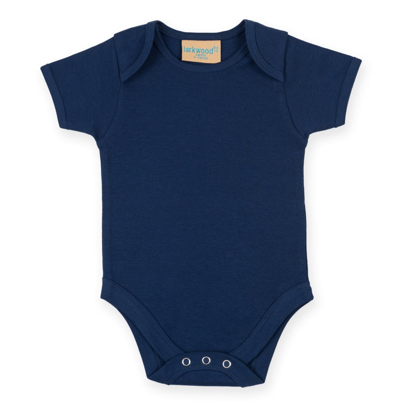 Larkwood Short-Sleeved Baby Bodysuit with Envelope Neck and Popper Fastening
