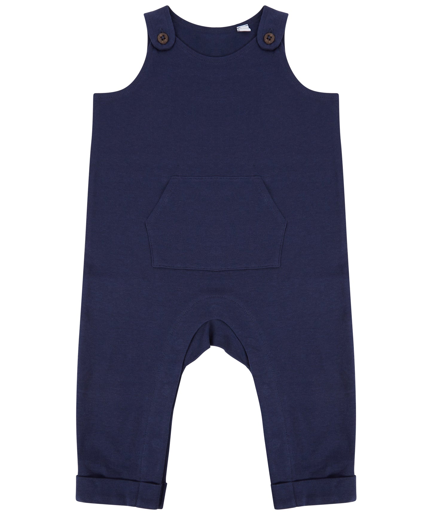 Larkwood Organic Cotton Dungarees with Horn-Button Fastening & Kangaroo Pocket