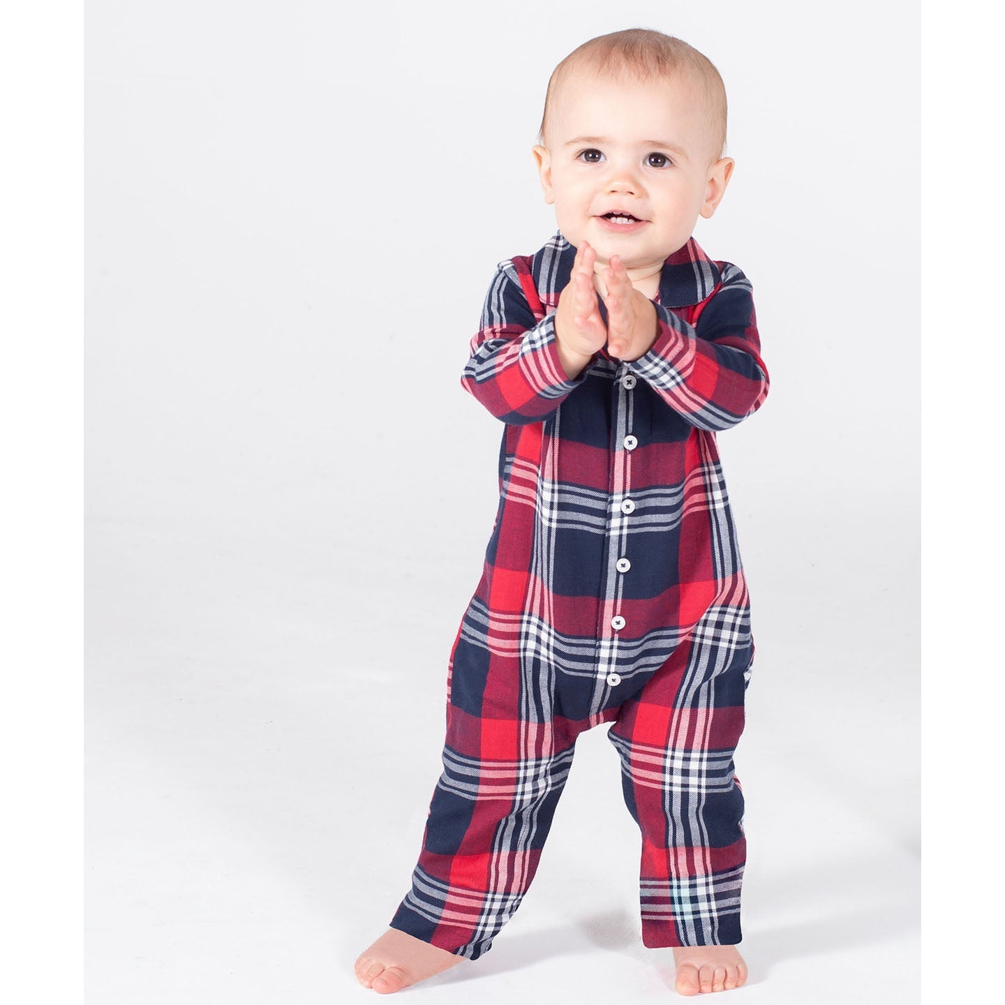 Larkwood Tartan All-In-One for Babies, Tag-Free, Cotton Flannel, Sizes 0-36mths