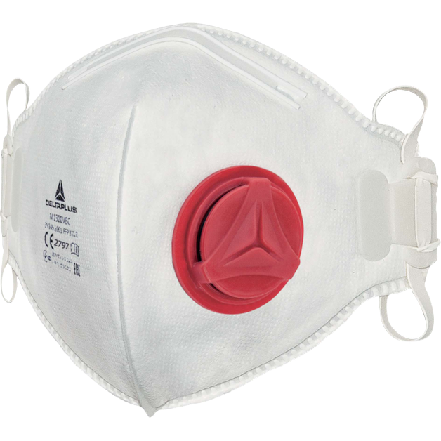 Delta Plus M1300VB Foldable Disposable Mask with Exhalation Valve, Steel Clip