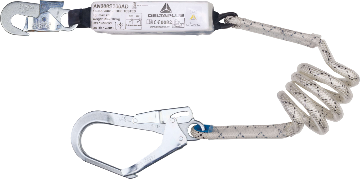 Delta Plus SPIRAL AN208S200AD Compact Energy-Absorbing Lanyard 2m