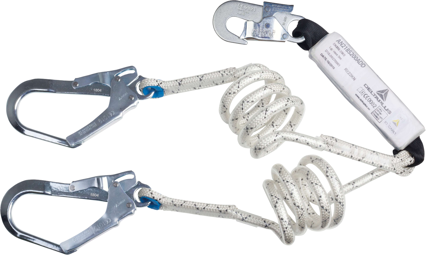 Delta Plus SPIRAL AN218S200ADD 2m Double Energy-Absorbing Lanyard 140kg