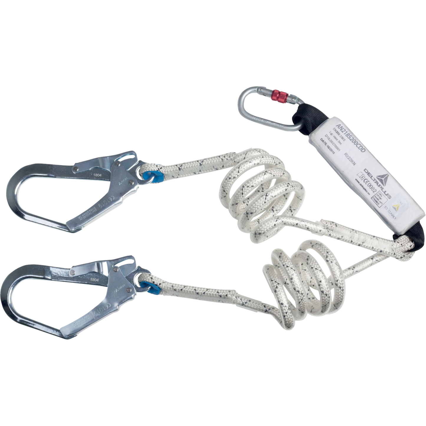 Delta Plus AN218S200CDD Double Energy-Absorbing Lanyard 2m Fall Protection