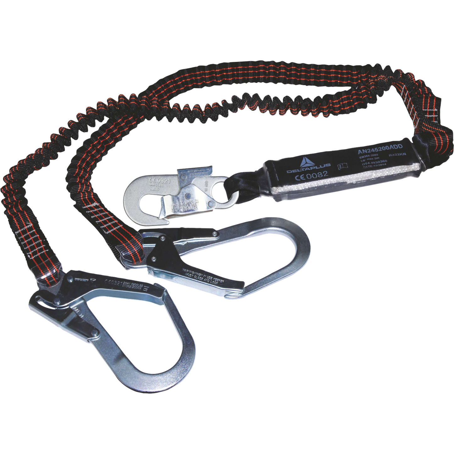 Delta Plus AN245200ADD Double Elastic Energy-Absorbing Lanyard 140kg
