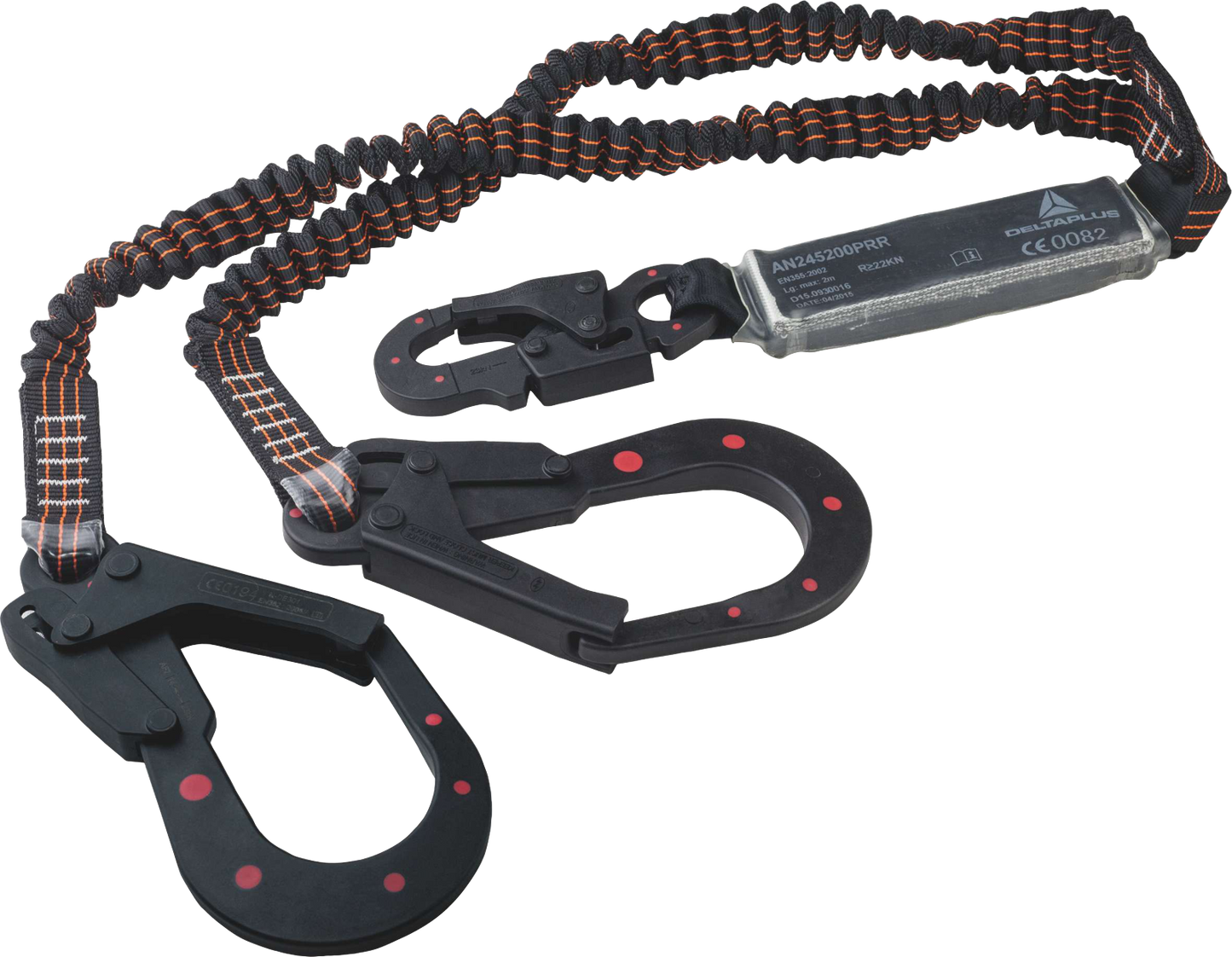 Delta Plus AN245200PRR Double Energy-Absorbing Lanyard Dielectric Black-Red