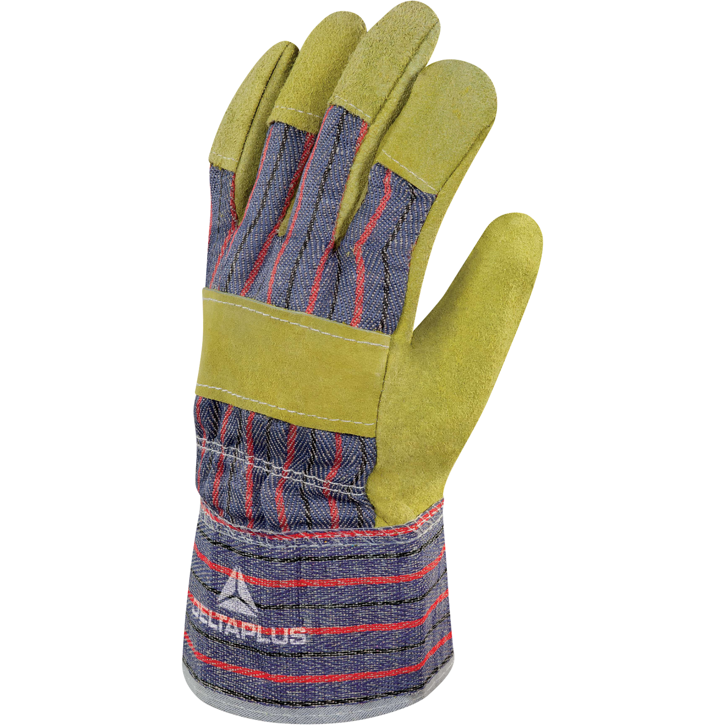 Delta Plus DC103 Docker's Leather Work Gloves Large Safety Cuff Yellow-Blue