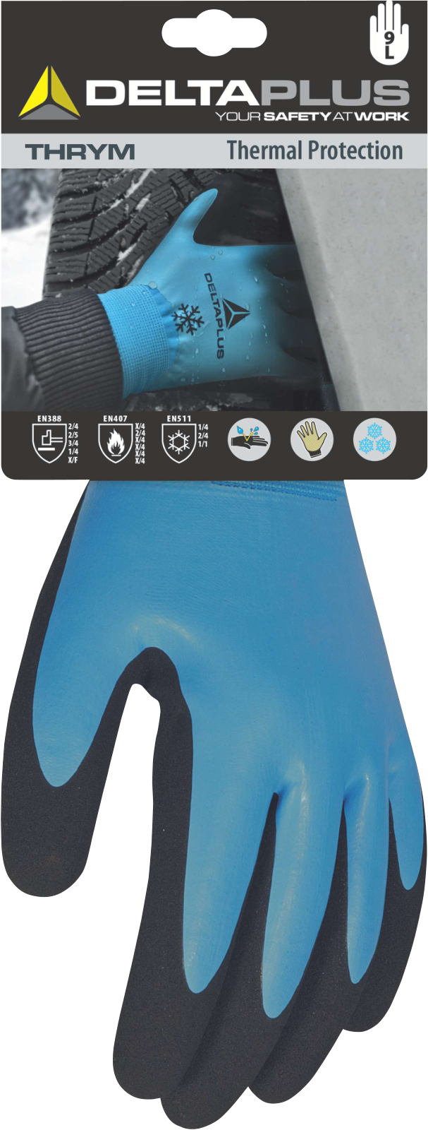 Delta Plus DPVV736 Nitrile Grip Gloves Double Coated Cold Weather Protection