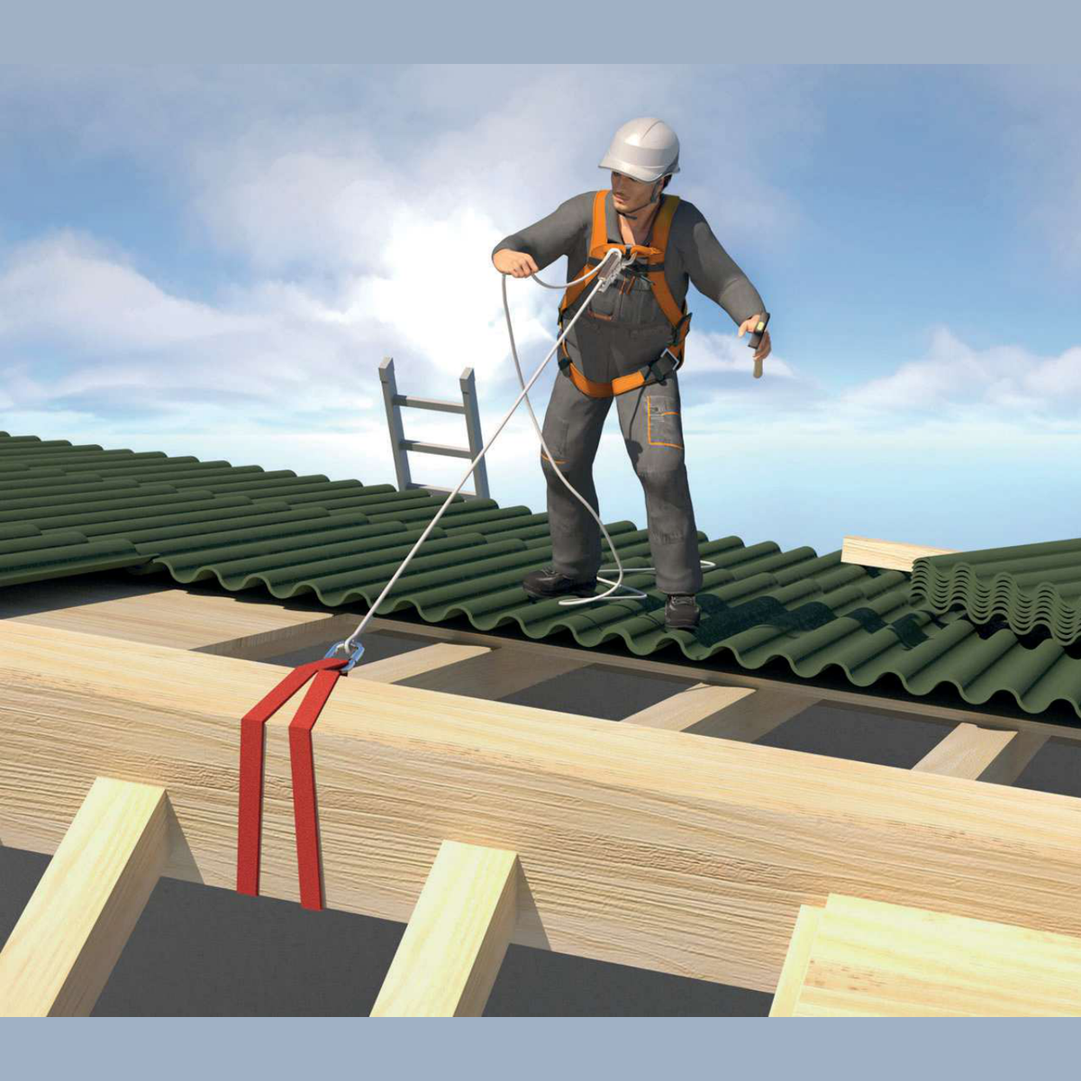 Delta Plus ELARA150 Roofing Fall Arrest Kit with Lifeline & Harness S/M/L Orange