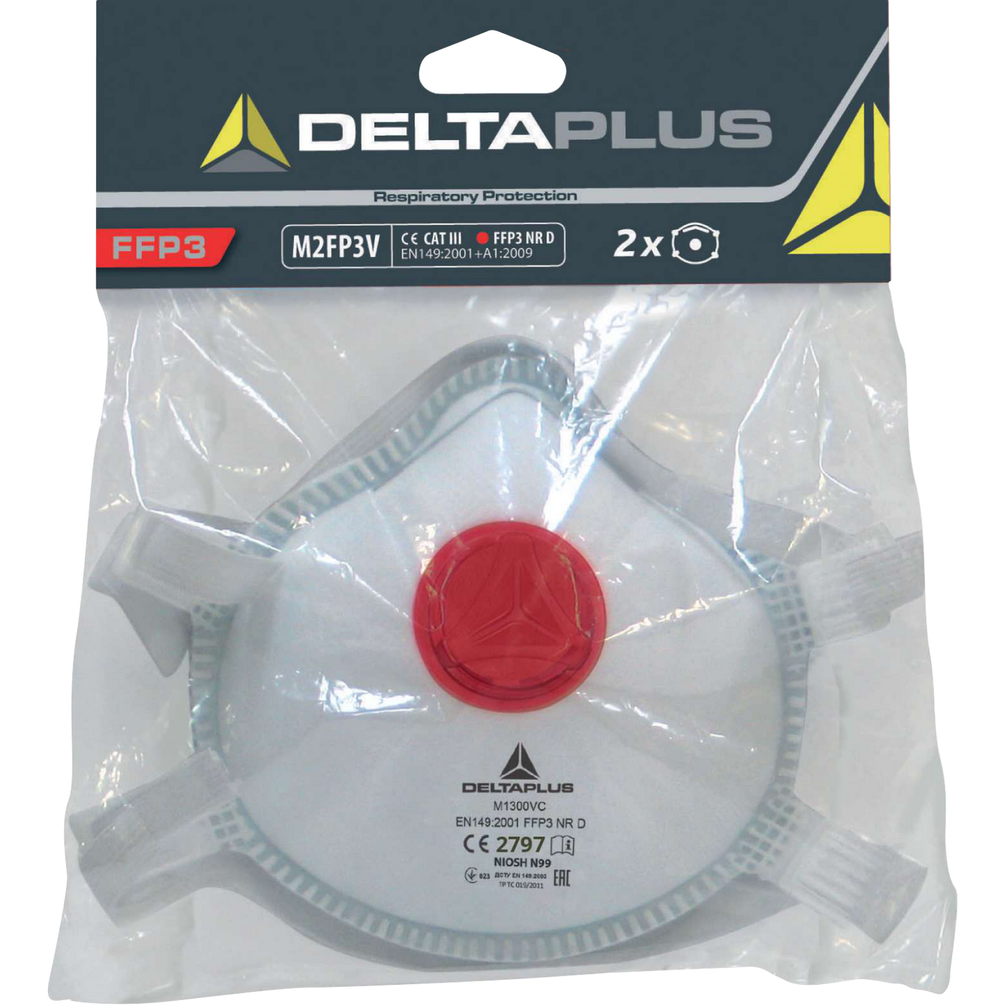 Delta Plus M2FP3V P3 Disposable Respiratory Masks with Valve - Pack of 2