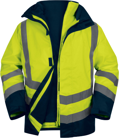 Delta Plus OPTIMUM3 Hi-Vis 5-in-1 Waterproof Parka Unisex S-5XL Fleece Lined