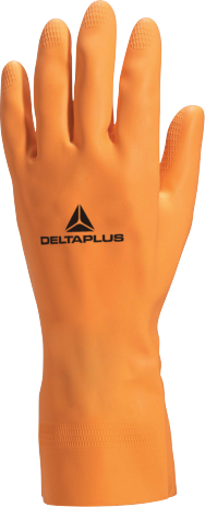 Delta Plus DPVE450 Latex-Coated Flocked Gloves Forearm Protection Orange