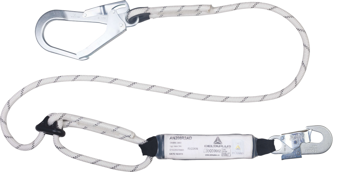 Delta Plus AN208R2AD Adjustable Energy Absorbing Lanyard 1.5m-2m 140kg