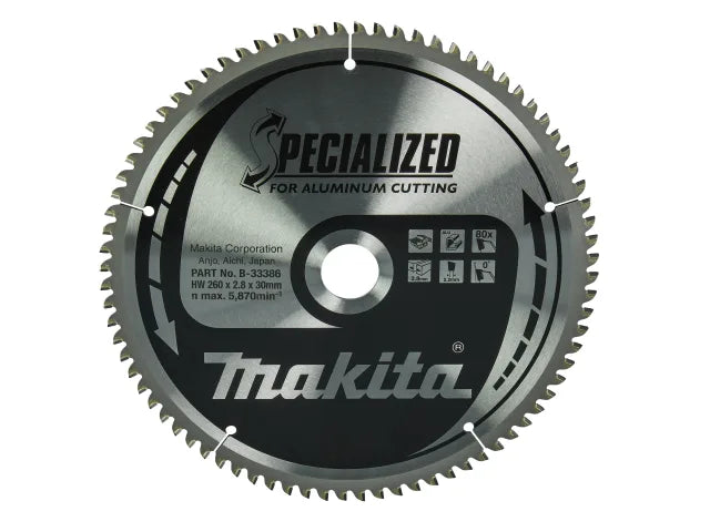 Makita B-33386 260mm Aluminium Cutting Blade 80 Teeth for Non-Ferrous Metals