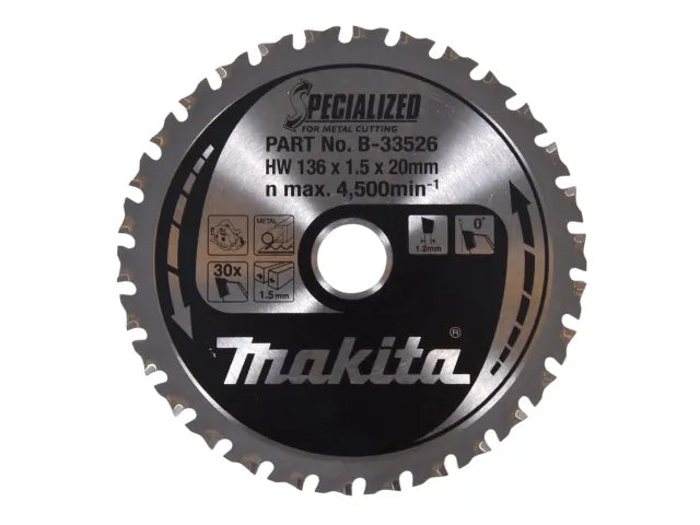 Makita B-33526 Metal Cutting Saw Blade 136mm 30T for Fast Clean Cuts