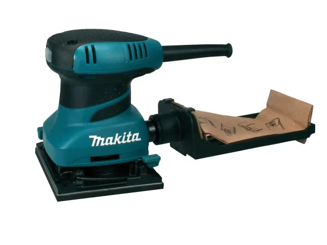 Makita BO4555 200W Palm Sander with Dust Bag & Abrasive Papers, 110V