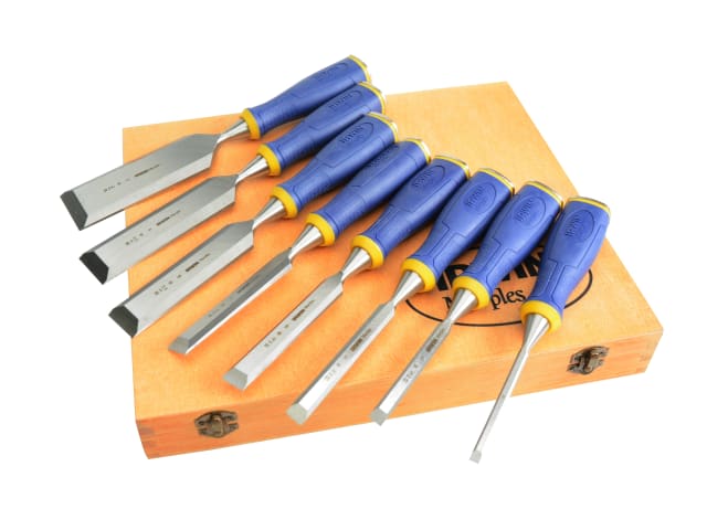 IRWIN Marples MS500 ProTouch All-Purpose Chisel Set 8 Piece with Wooden Box