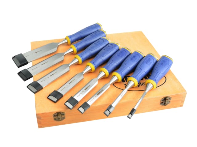 IRWIN Marples MS500 ProTouch All-Purpose Chisel Set 8 Piece with Wooden Box
