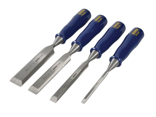 IRWIN Marples M444 Bevel Edge Chisel Set 4 Piece Blue Chip Handle