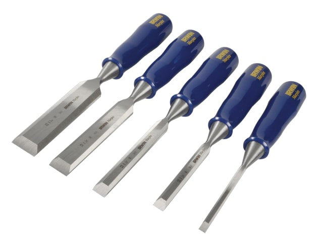 IRWIN Marples M444 Bevel Edge Chisel Set 5 Piece Blue Chip Handle Carbon Steel