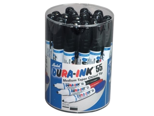 Markal DURA-INK 55 Medium Taper Marker Black Tub of 20 Permanent Markers