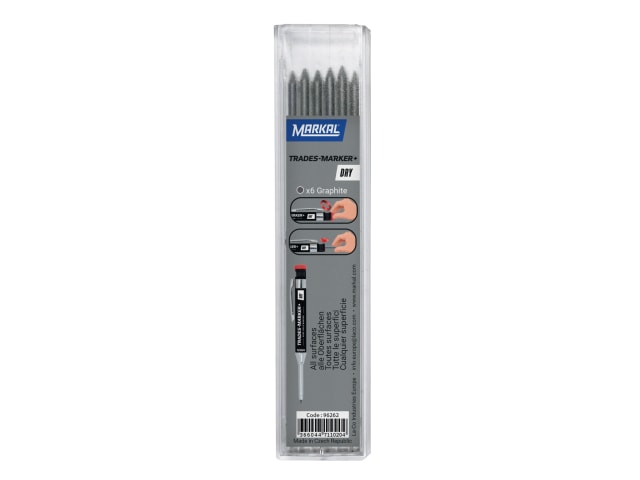 Markal TRADES-MARKER Dry Graphite Refills Pack of 6 with Storage Case