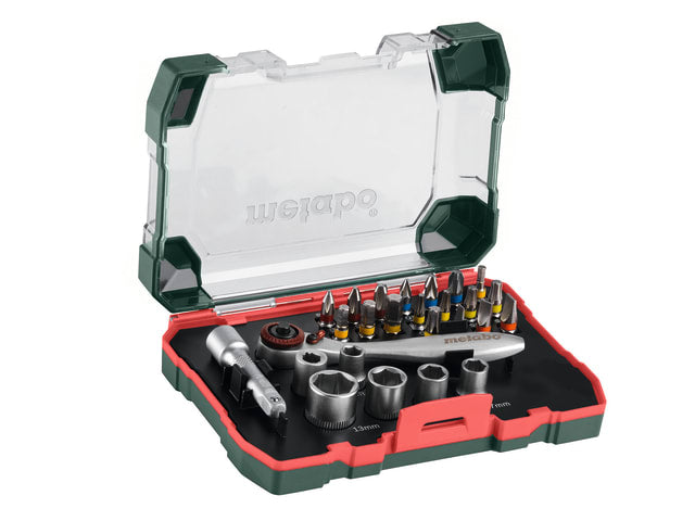 Metabo 26 Piece Bit Set with Chrome Vanadium Steel Bits and Storage Box