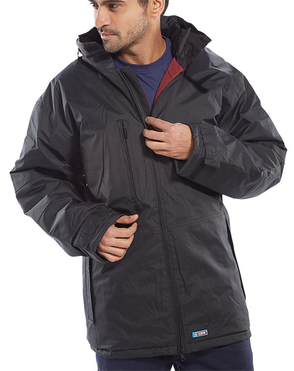 Beeswift Mercury Jacket Polyester Zipped Pockets Adjustable Cuffs Zip Away Hood