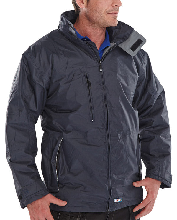 Beeswift Mercury Jacket Polyester Zipped Pockets Adjustable Cuffs Zip Away Hood