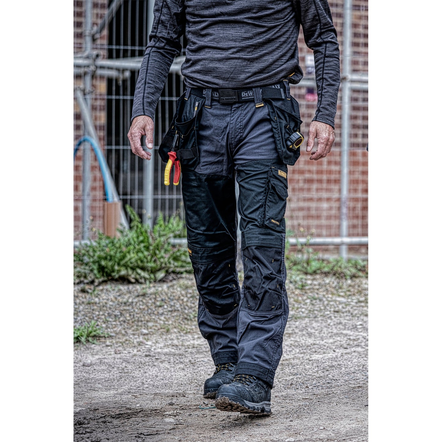 DeWalt Memphis Trousers Slim Fit Holster Pockets Grey/Black Cordura Reinforced