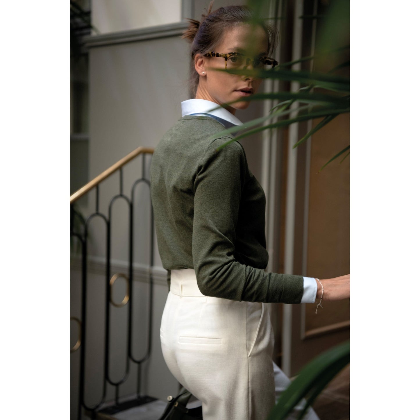 Nimbus Women's Brighton Elegant Round Neck Knit Top + Side Slit, Organic Cotton