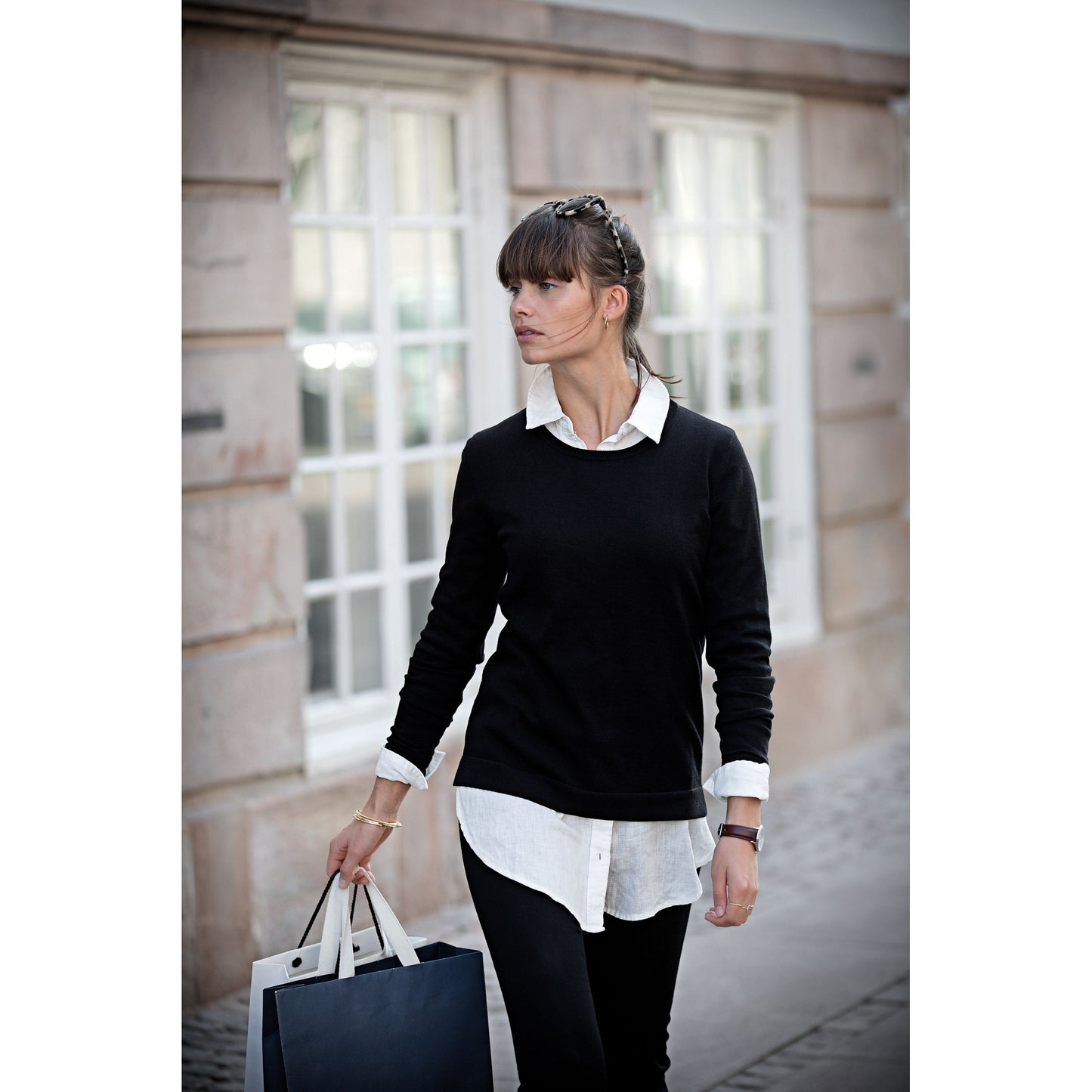 Nimbus Women's Brighton Elegant Round Neck Knit Top + Side Slit, Organic Cotton