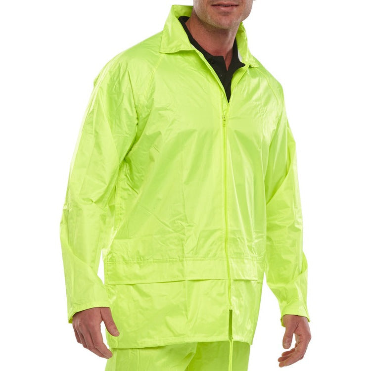 Beeswift Lon-B-Dri Jacket Lightweight Nylon PVC Coated Concealed Hood Pockets