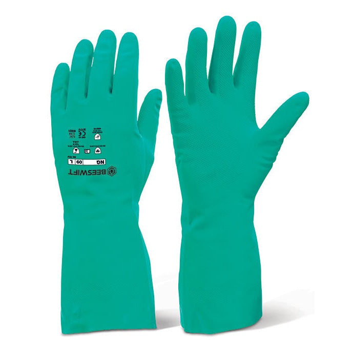 Beeswift Nitrile Gloves Pack of 100 Disposable Powder-Free Latex-Free Safety
