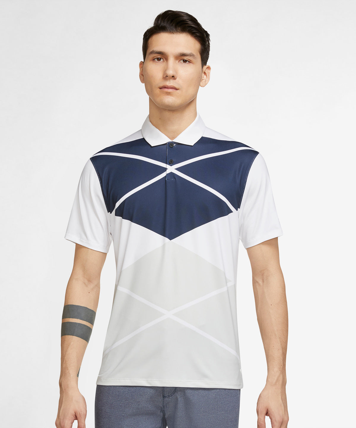 Nike Dri-FIT Vapor Argyle Print Polo Shirt Soft Stretchy Breathable Golf Wear
