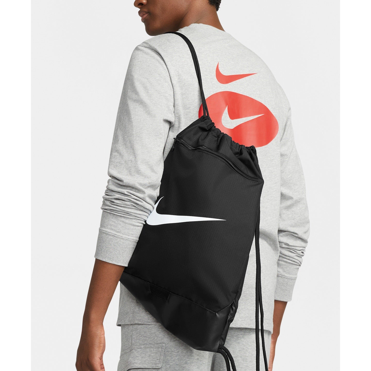 Nike Brasilia Drawstring Gym Sack 18L Lightweight with Zipped Pocket