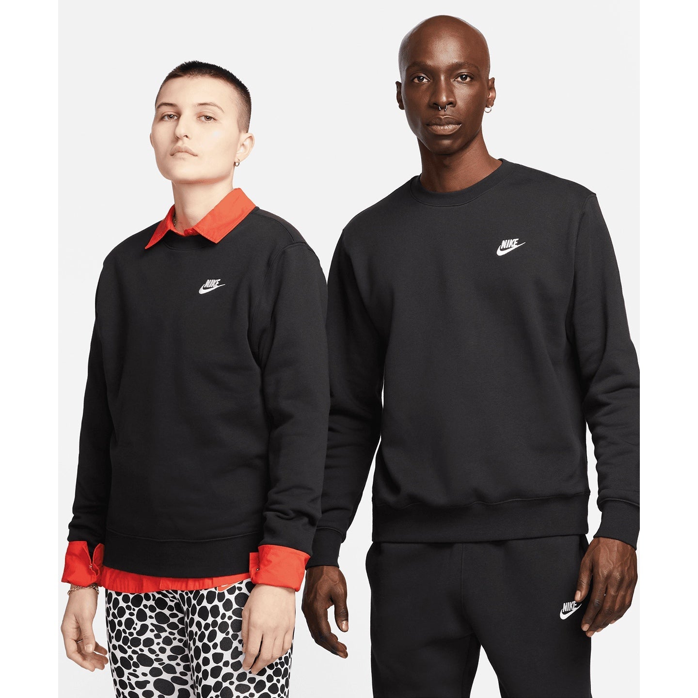 Nike Club Crew Sweatshirt Brushed Fleece Soft Comfort Embroidered Logo