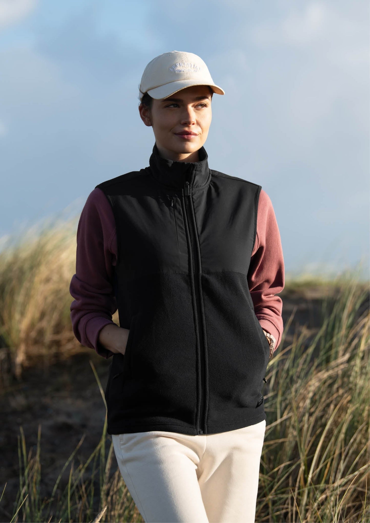 Nimbus Play Highland Yoke Fleece Vest Unisex Recycled Polyester Fashionable