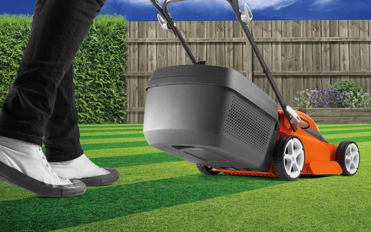 FLYMO EasiStore 340R Electric Lawnmower 1400W 34cm Compact with Grassbox