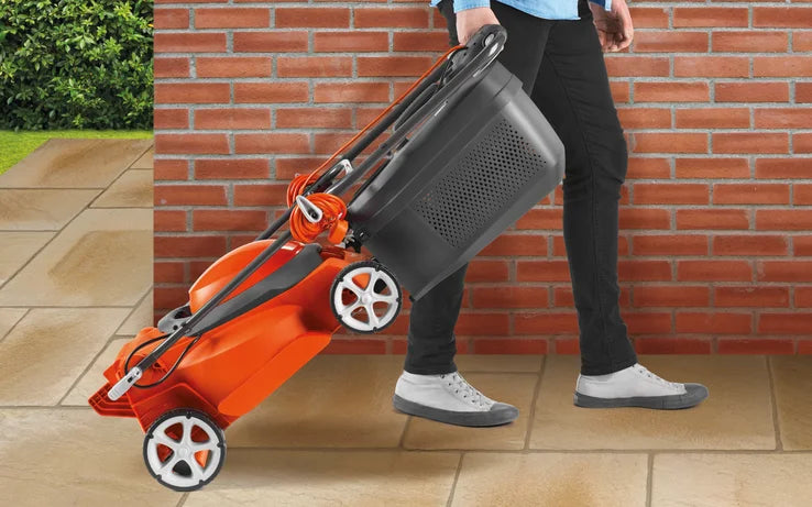 FLYMO EasiStore 340R Electric Lawnmower 1400W 34cm Compact with Grassbox