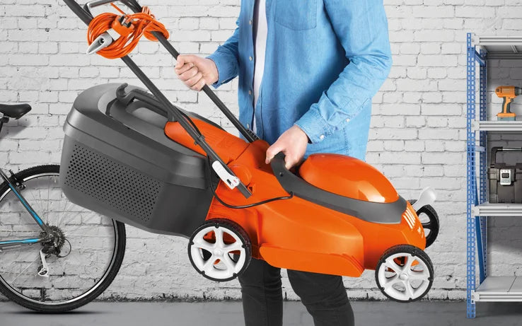 FLYMO EasiStore 340R Electric Lawnmower 1400W 34cm Compact with Grassbox