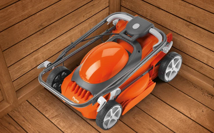 FLYMO EasiStore 340R Electric Lawnmower 1400W 34cm Compact with Grassbox