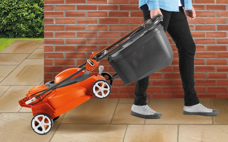 Flymo EasiStore 380R Rotary Lawnmower 1600W 38cm with Rear Roller & Grassbox