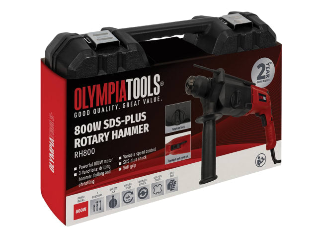 Olympia Power Tools 800W SDS Plus Rotary Hammer with Carry Case & Accessories