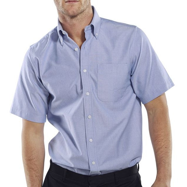 Beeswift Short Sleeve Oxford Shirt Cotton Blend Semi-Fitted Wrinkle Resistant