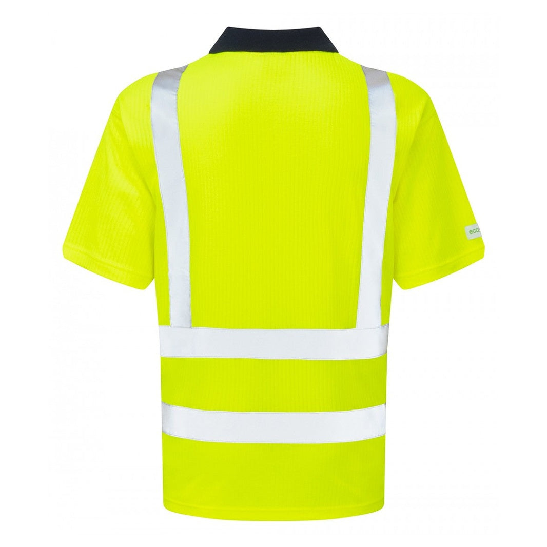Leo Workwear CROYDE EcoViz Comfort Polo Shirt Hi-Vis Orange S-6XL UPF 40+