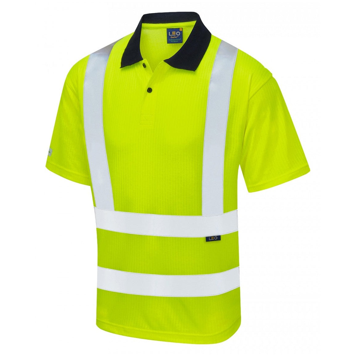Leo Workwear CROYDE EcoViz Comfort Polo Shirt Hi-Vis Orange S-6XL UPF 40+
