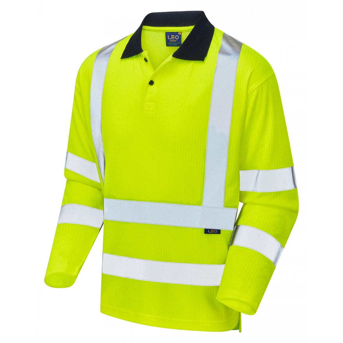 Leo Workwear EcoViz Comfort Polo Shirt Hi-Vis Orange S-6XL UV Protection