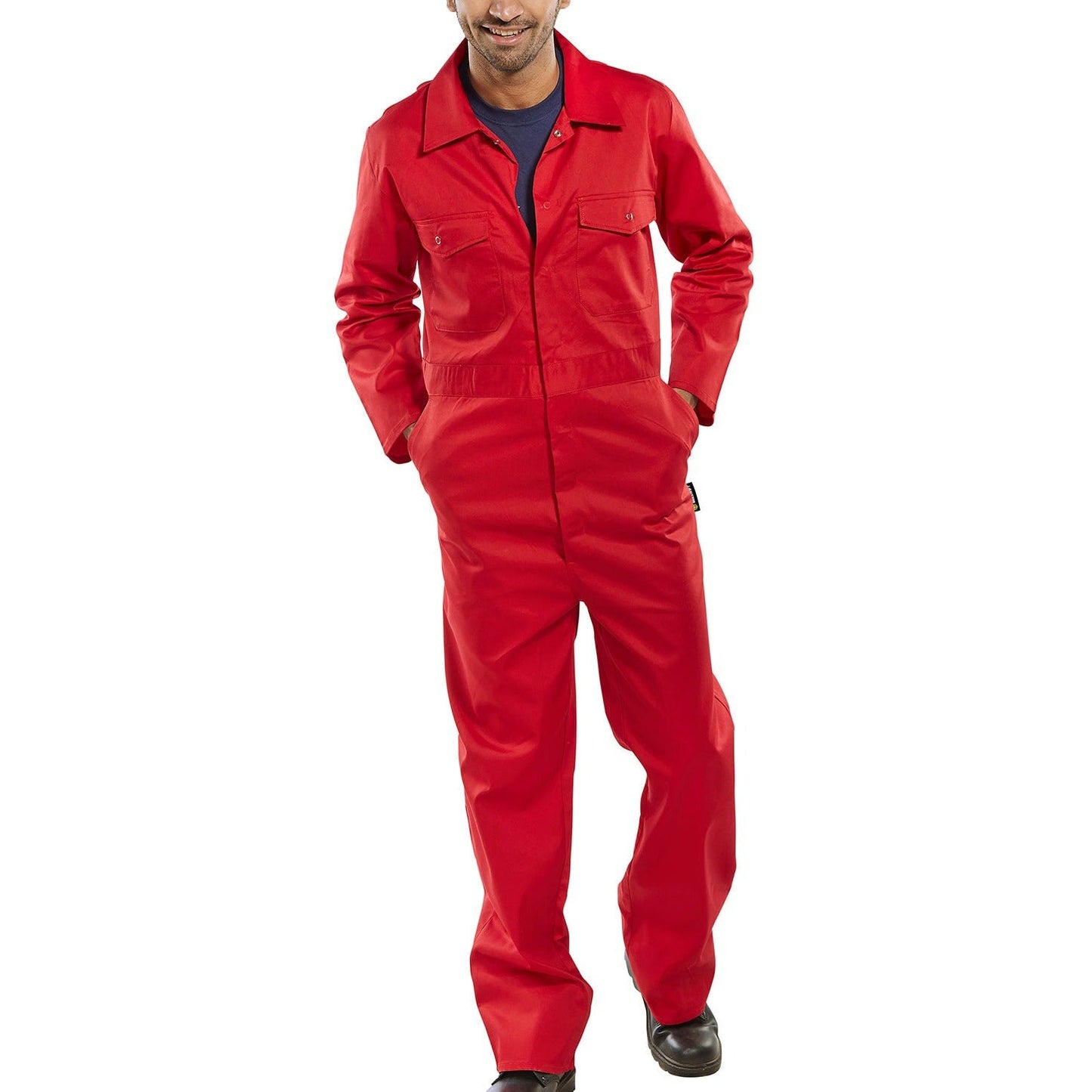 Beeswift Red Click Boiler Suit 65% Polyester 35% Cotton Yoke Back Elastic Waist