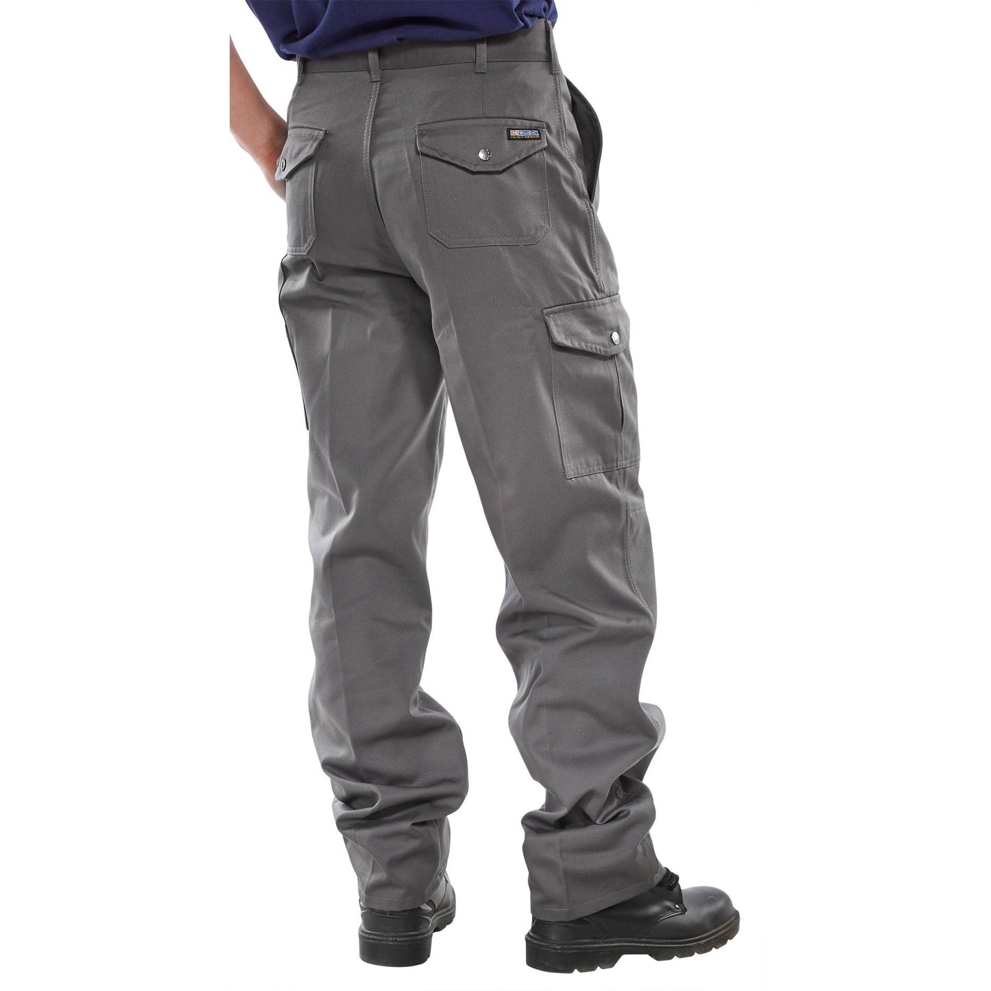 Beeswift Super Click PC Trousers Grey 9oz Polyester Cotton Belt Loops Pockets